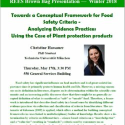 Lecture 17.05.2018: C. Hassauer: ”Towards a conceptual framework for food safety criteria – analyzing evidence practices using the case of plant protection products”