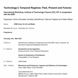 Input statement 29.11.2018: F. Will, “Technology’s Temporal Regimes: Past, Present and Futures” Workshop